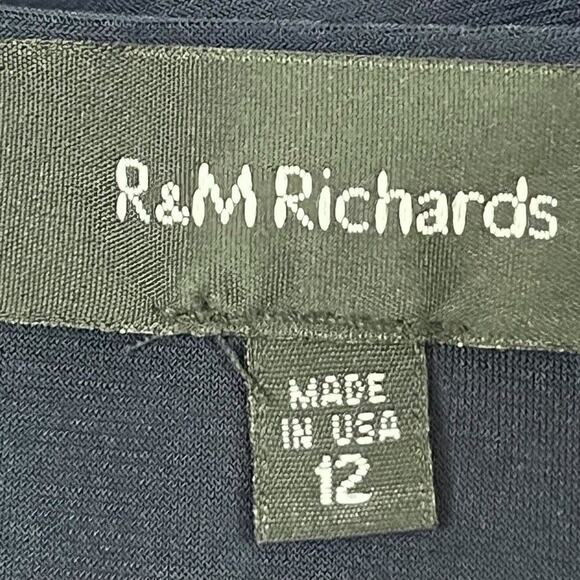 R&M Richards Navy Blue Jersey Knit Knee Length Open Stretch Jacket USA NWT sz 12 - Picture 16 of 16